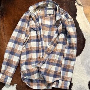 American Eagle Outfitters Blue and Brown Plaid Shirt